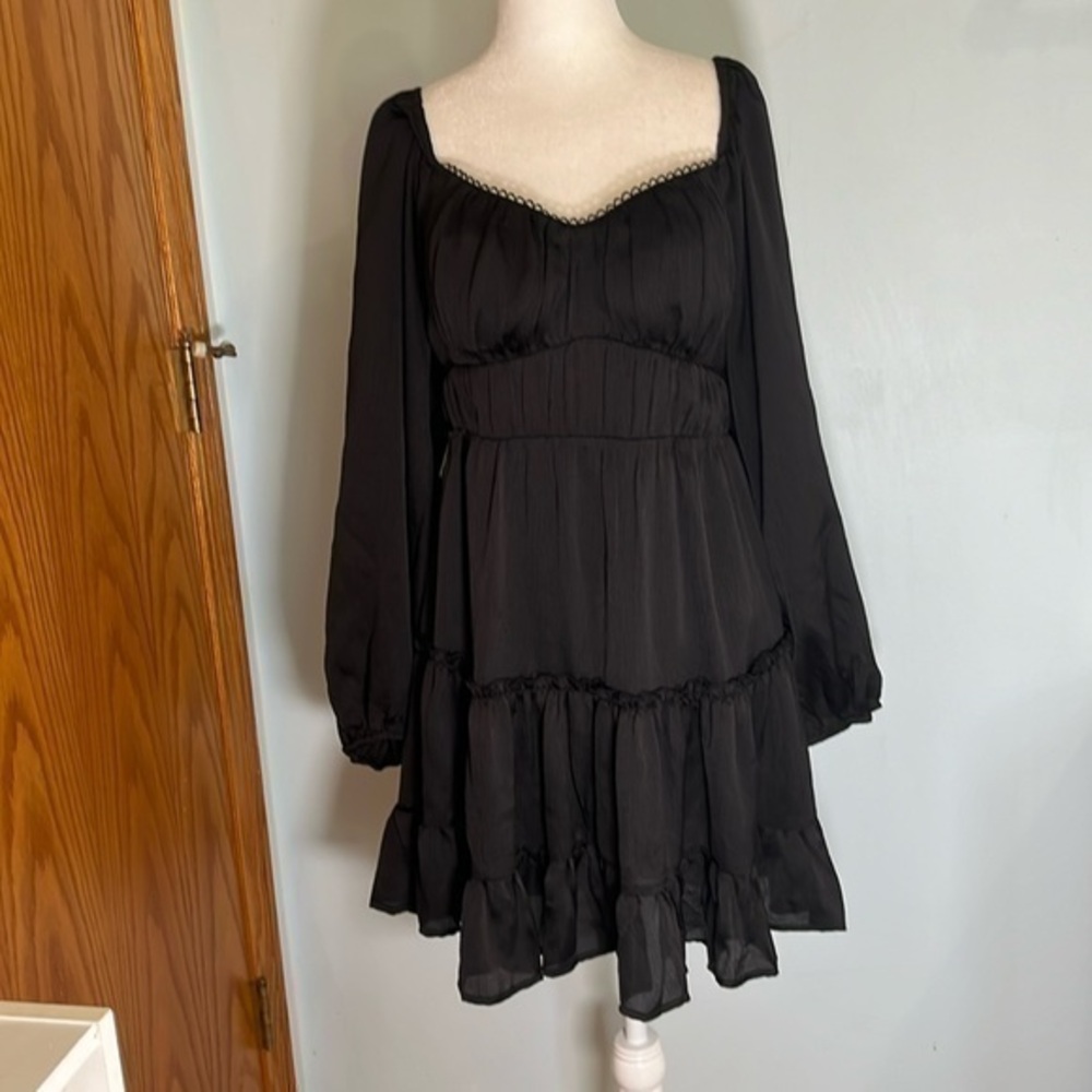 NWT Altar’d State black long sleeve dress new with tags with ruffles size large